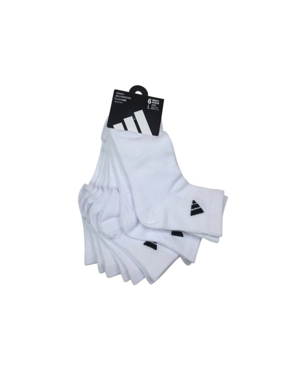 Adidas Mens Superlite ClimaCool Quarter Socks 6-Pack Arch Compression White